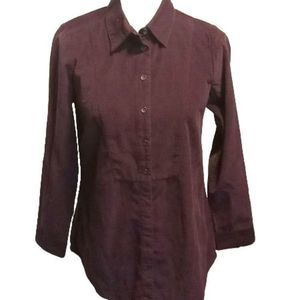 J Jill‎ Burgundy Corduroy Button Front Shirt Women's Size XS